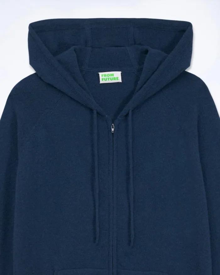 From Future Cashmere Sweaters Men Plain Hoodie Sweater Midnight Blue