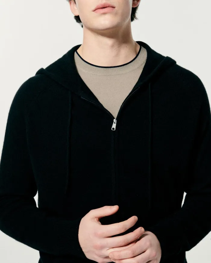 From Future Cashmere Sweaters Men Plain Hoodie Sweater Midnight Blue