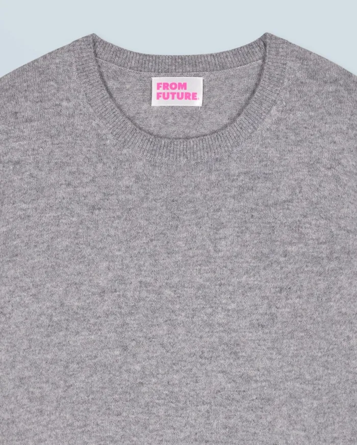 From Future Cashmere Sweaters Women Basic Crewneck Sweater Dark Heather Gray