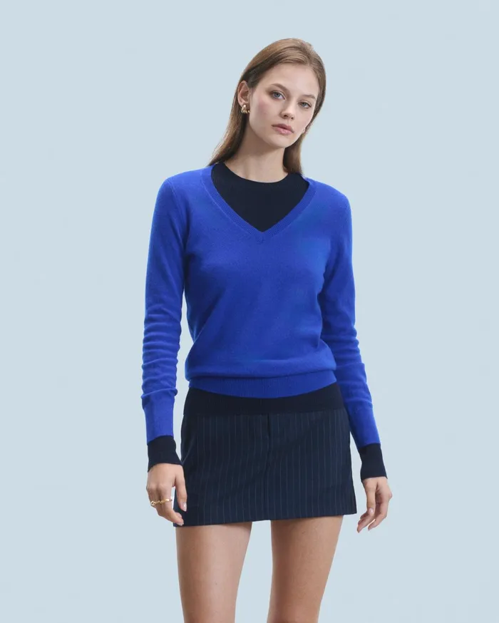 From Future Cashmere Sweaters Women Basic VNeck Sweater Utopic Corail