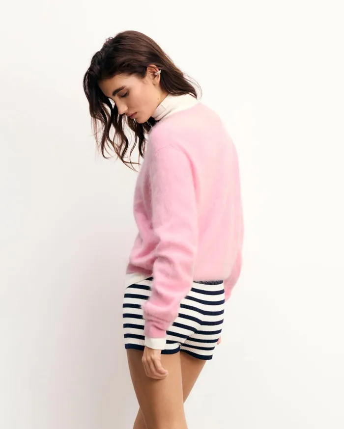 From Future Cashmere Sweaters Women Brushed Crewneck Sweater Sky Pink