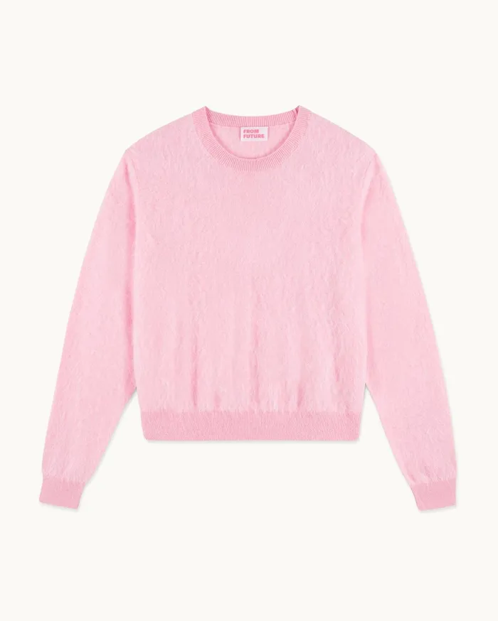 From Future Cashmere Sweaters Women Brushed Crewneck Sweater Sky Pink