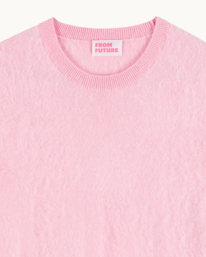 From Future Cashmere Sweaters Women Brushed Crewneck Sweater Sky Pink