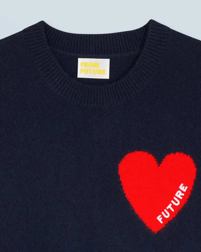 From Future Cashmere Sweaters Women Light Heart Sleeveless Sweater Navy