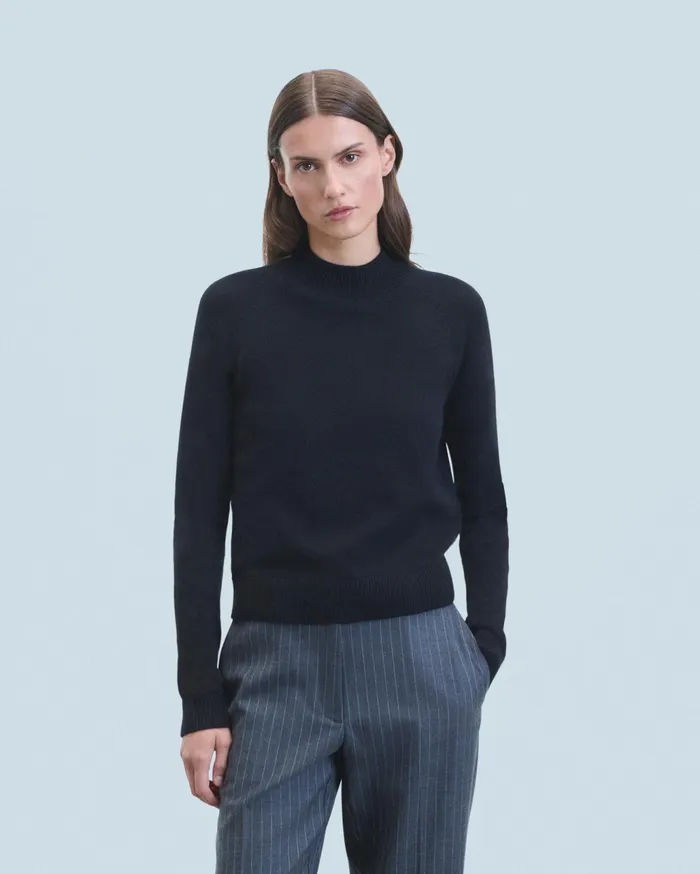 From Future Cashmere Sweaters Women Lightweight Mock Neck Sweater Black