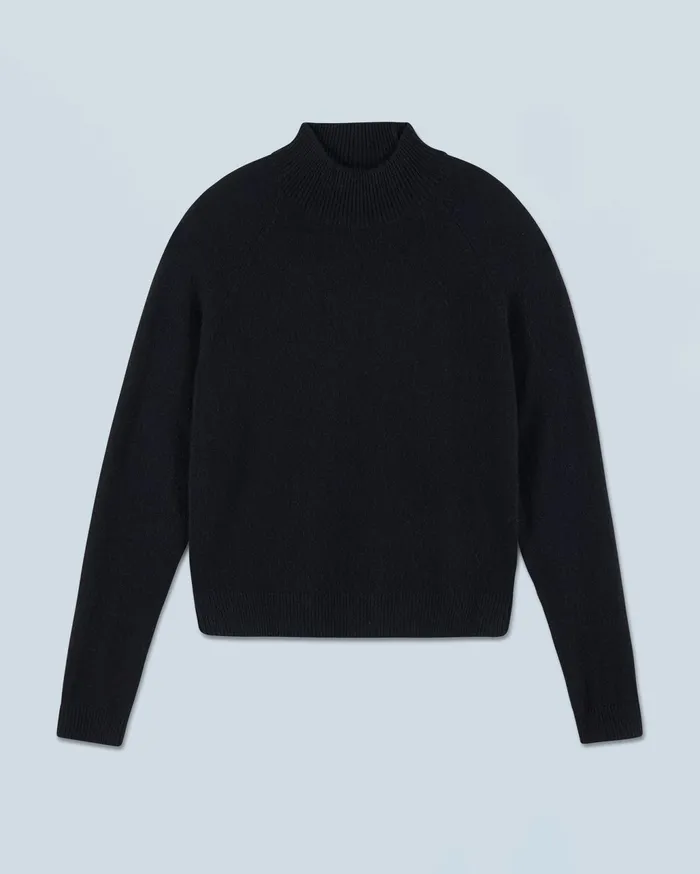 From Future Cashmere Sweaters Women Lightweight Mock Neck Sweater Black