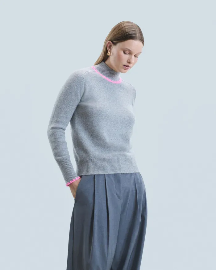 From Future Cashmere Sweaters Women Mock Neck Sweater Dark Heather Gray