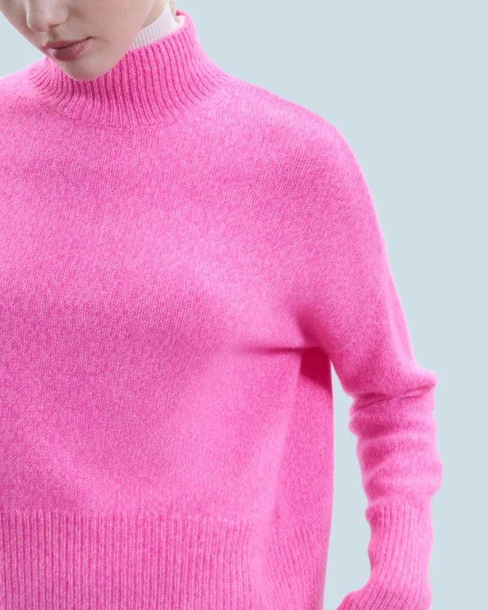 From Future Cashmere Sweaters Women Oversized Mock Neck Sweater Bright Pink Mou
