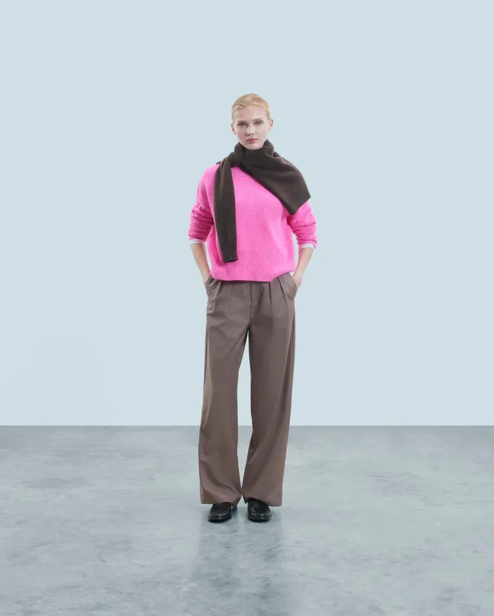 From Future Cashmere Sweaters Women Oversized Mock Neck Sweater Bright Pink Mou