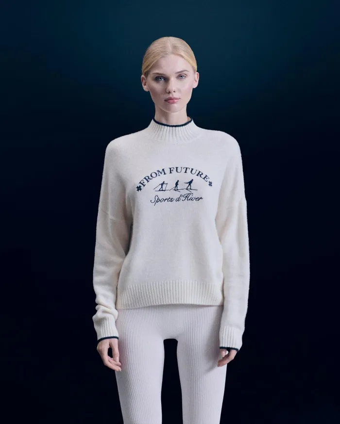 From Future Cashmere Sweaters Women Winter Sports Mock Neck Sweater White