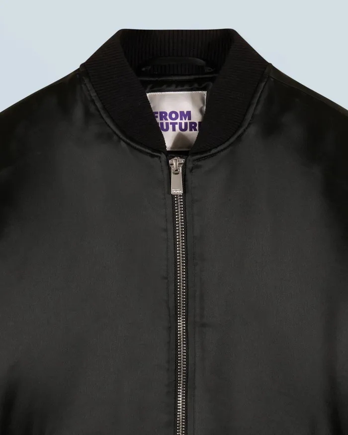 From Future Coats and Jackets Women Bomber Satin Jacket Black