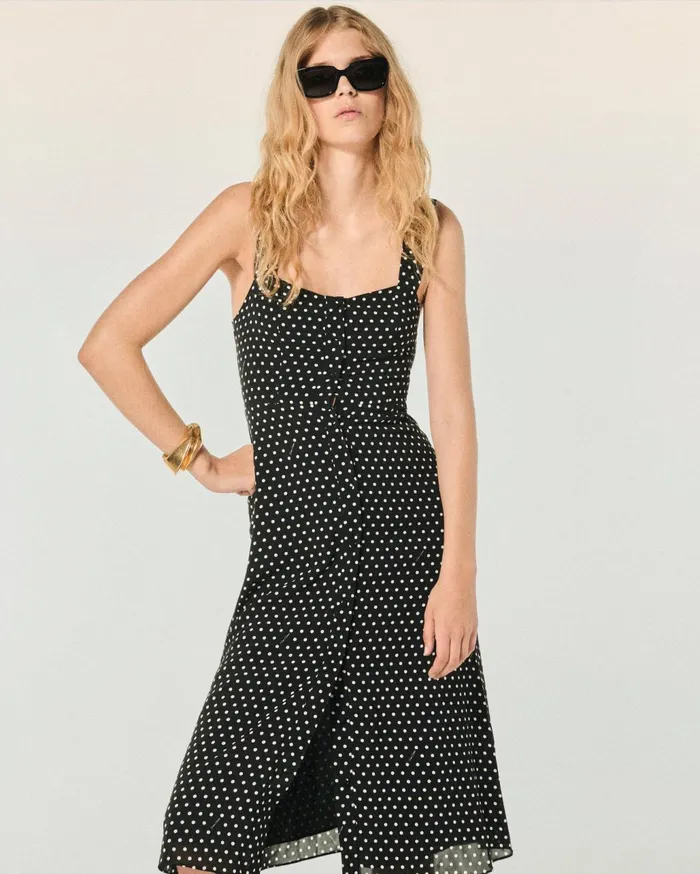 From Future Dresses and Jumpsuits Women Leatitia Long Strap Dress Black Dots