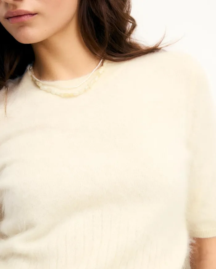 From Future Shirts TShirts and Tops Women Brushed Short Sleeve Top White