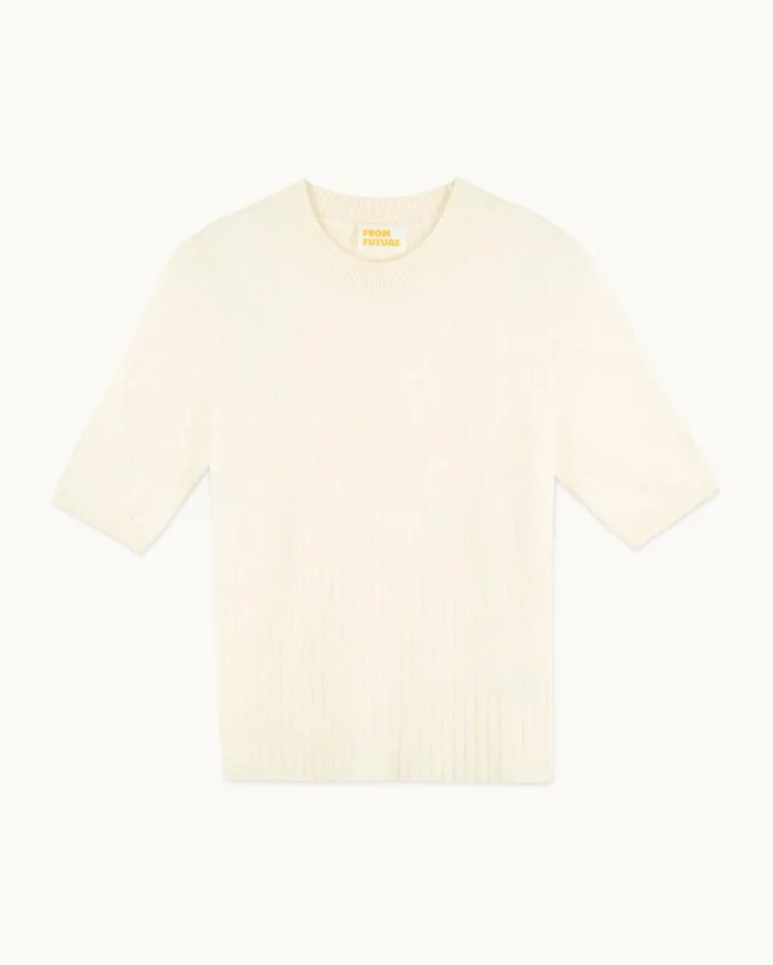 From Future Shirts TShirts and Tops Women Brushed Short Sleeve Top White