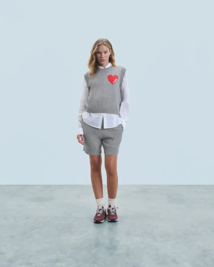 From Future Sleeveless Sweaters Women Light Heart Sleeveless Sweater Dark Heather Gray