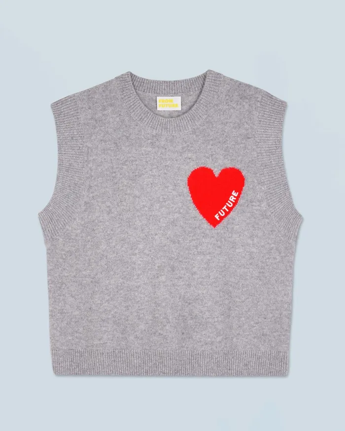 From Future Sleeveless Sweaters Women Light Heart Sleeveless Sweater Dark Heather Gray