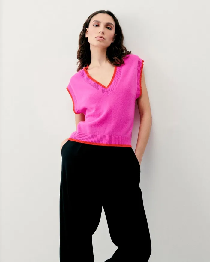 From Future Sleeveless Sweaters Women TwoTone Sleeveless Sweater Tropical Pink