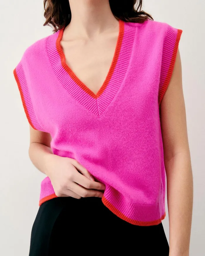 From Future Sleeveless Sweaters Women TwoTone Sleeveless Sweater Tropical Pink