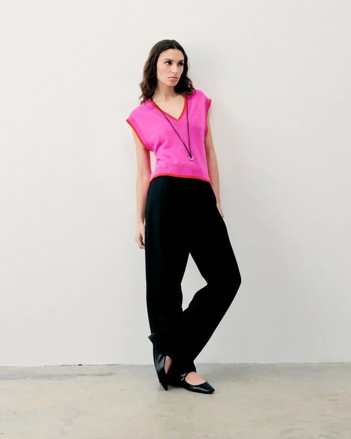 From Future Sleeveless Sweaters Women TwoTone Sleeveless Sweater Tropical Pink