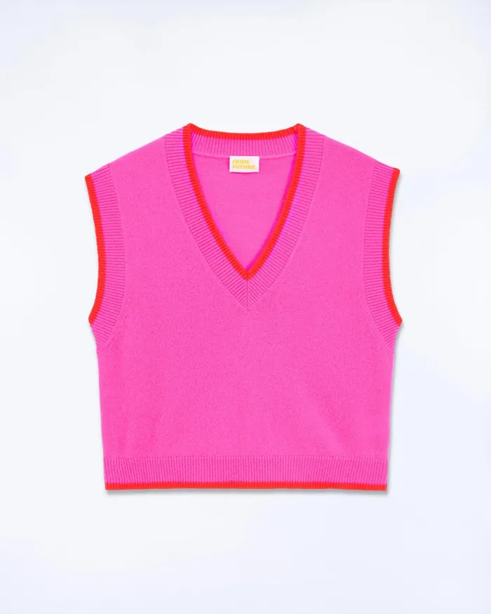 From Future Sleeveless Sweaters Women TwoTone Sleeveless Sweater Tropical Pink