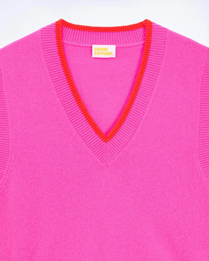 From Future Sleeveless Sweaters Women TwoTone Sleeveless Sweater Tropical Pink