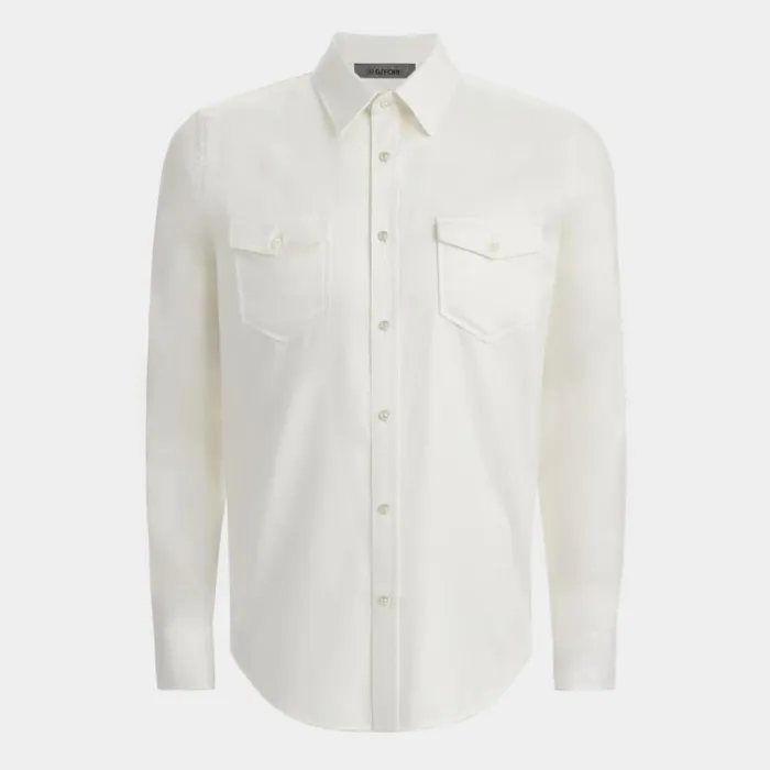 GFORE Dress Shirts Men HERRINGBONE BRUSHED DRESS SHIRT Snow