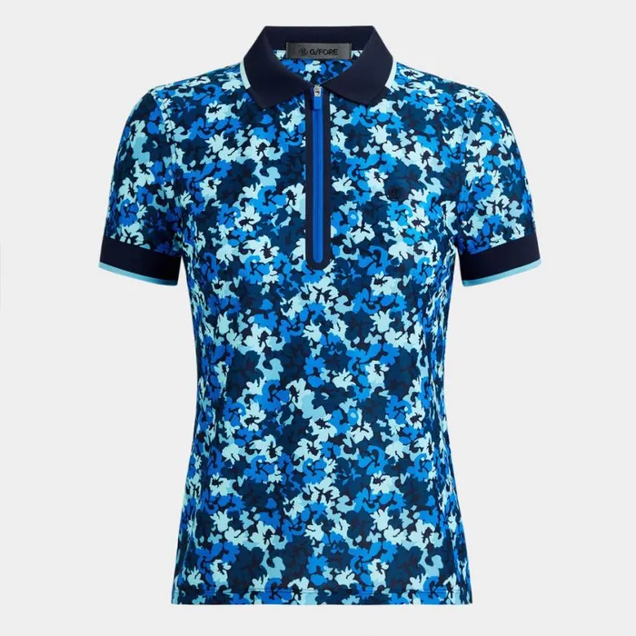 GFORE Polos and Shirts Women CAMO FLORAL TECH PIQU QUARTER ZIP POLO Twilight