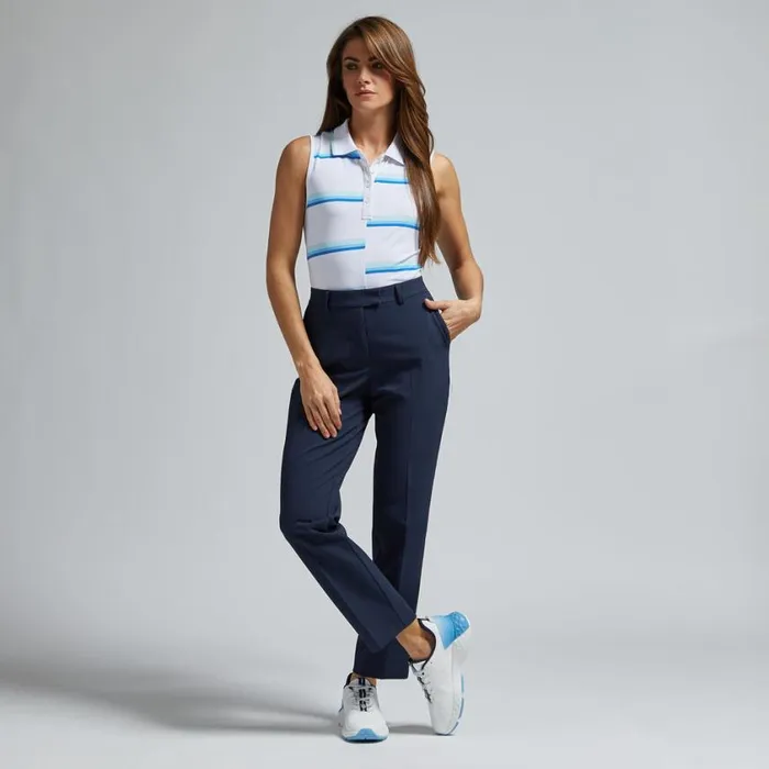 GFORE Polos and Shirts Women OFFSET STRIPE TECH PIQU SLEEVELESS POLO Snow