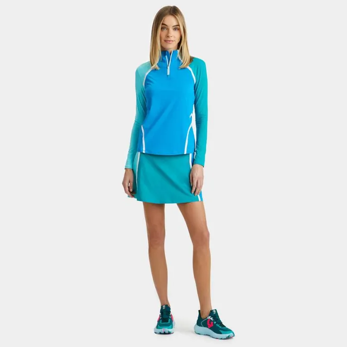 GFORE Pullovers Women COLOUR BLOCK SILKY TECH QUARTER ZIP PULLOVER Catalina