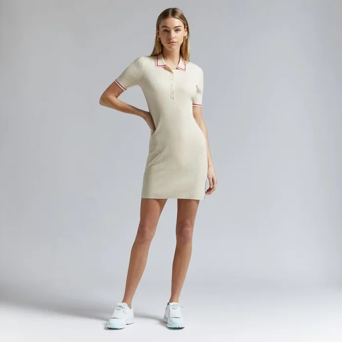 GFORE Skorts and Dresses Women LIMITED EDITION TIPPED MERINO BLEND RIBBED SWEATER DRESS Winter White