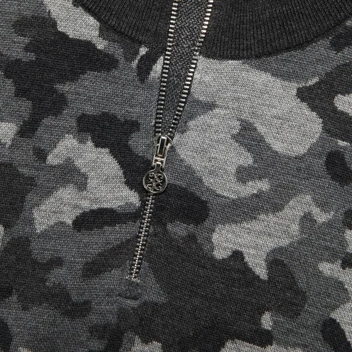 GFORE Sweaters Men CAMO JACQUARD MERINO WOOL QUARTER ZIP SWEATER Charcoal Camo