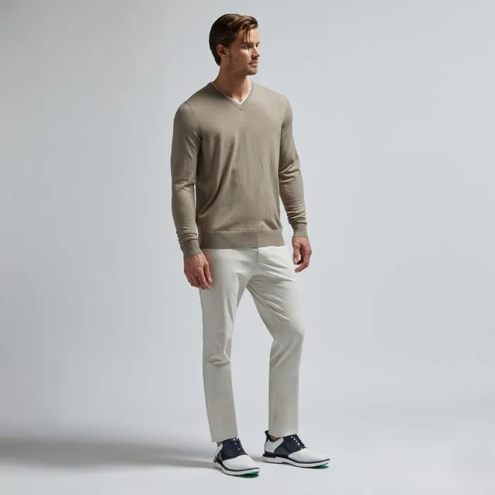 GFORE Sweaters Men MERINO WOOL BLEND V NECK SWEATER Dune