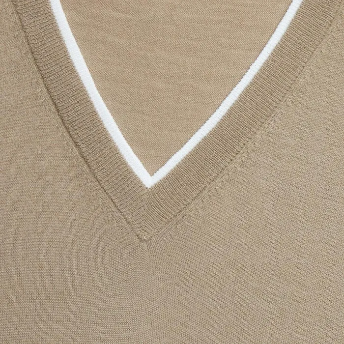 GFORE Sweaters Men MERINO WOOL BLEND V NECK SWEATER Dune