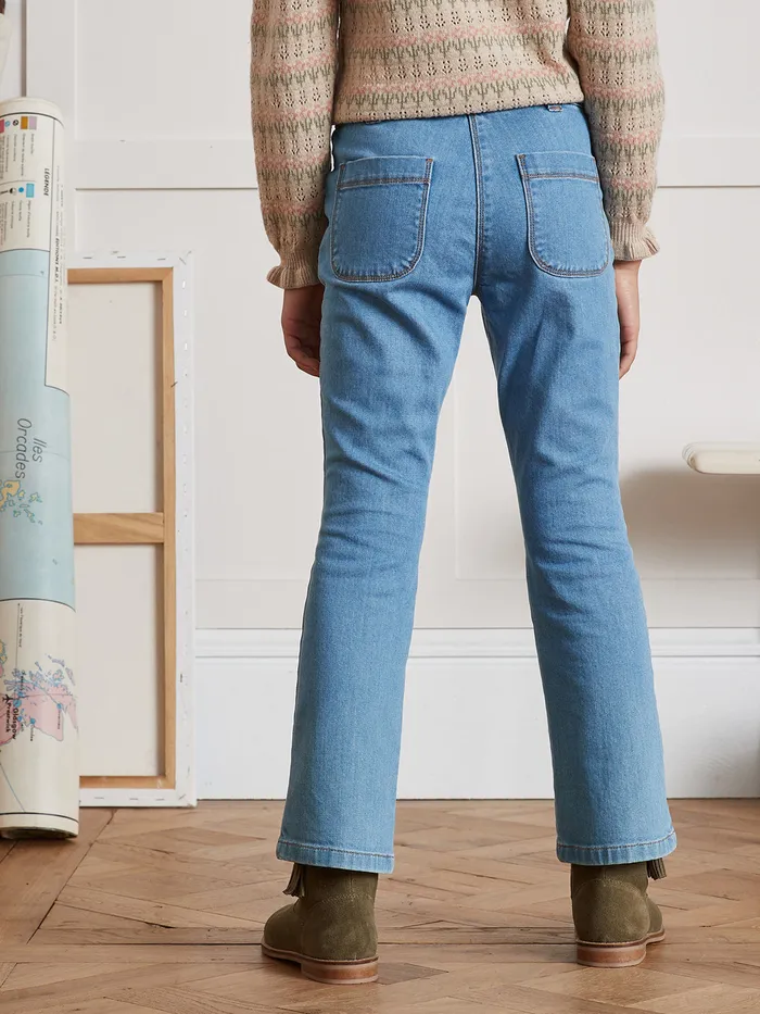 Girls Cyrillus Clothing Flared Denim Trousers Denim Stone
