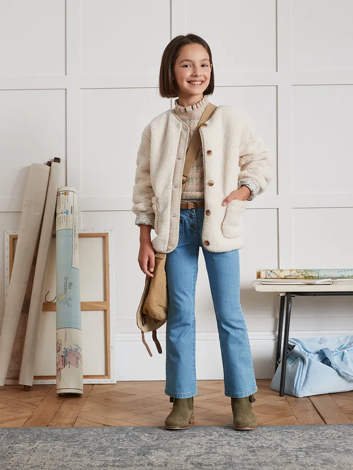 Girls Cyrillus Clothing Flared Denim Trousers Denim Stone