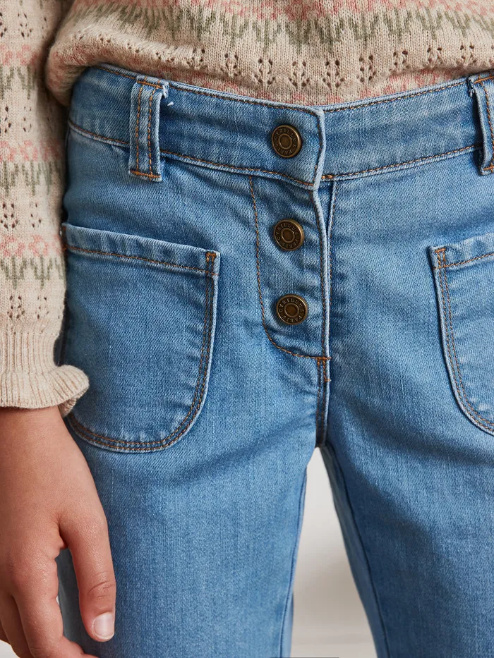 Girls Cyrillus Clothing Flared Denim Trousers Denim Stone