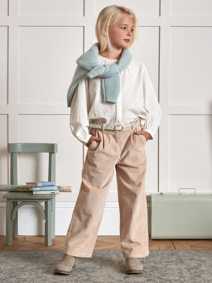 Girls Cyrillus Clothing Seersucker Shirt Ecru