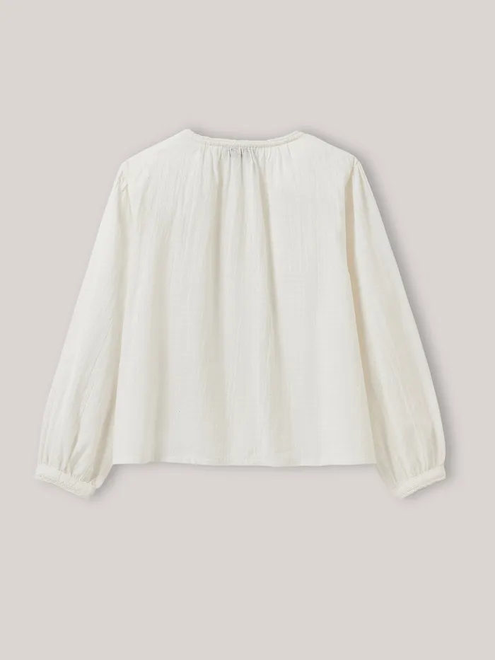 Girls Cyrillus Clothing Seersucker Shirt Ecru