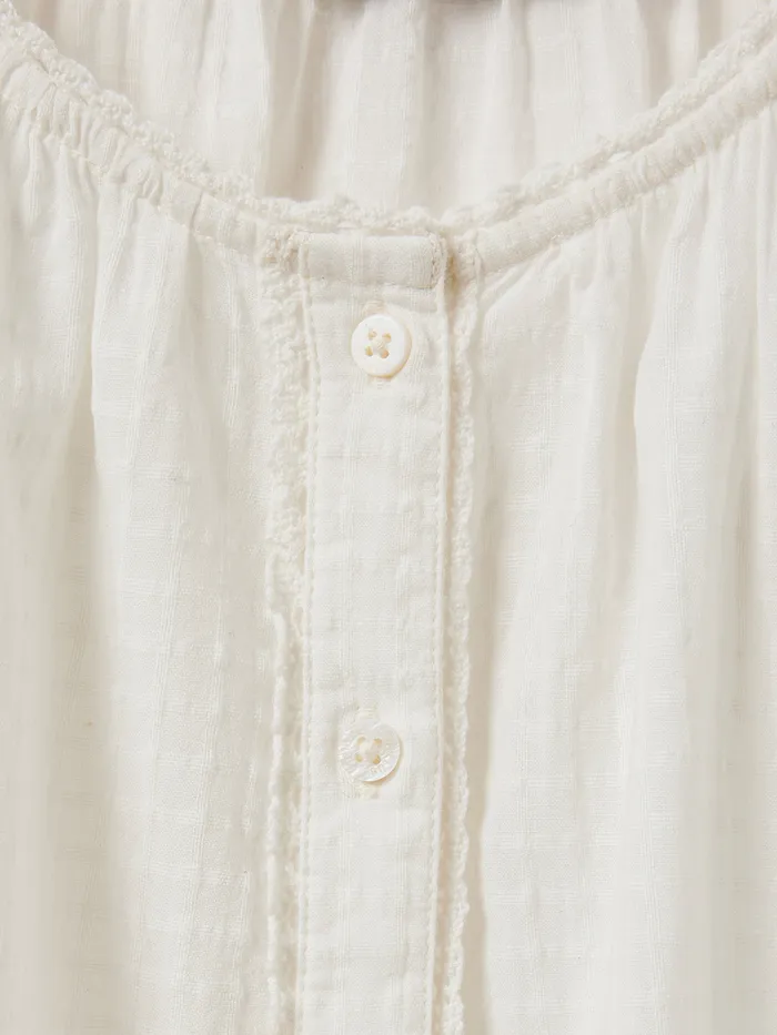 Girls Cyrillus Clothing Seersucker Shirt Ecru