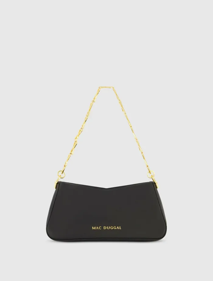 Gold Strap Small Black Nappa Leather Shoulder Bag 8211 FINAL SALE Black Shoulder Bags Mac Duggal Women Gold Strap Small Black Nappa Leather Shoulder Bag 8211 FINAL SALE Black Shoulder Bags Mac Duggal Women