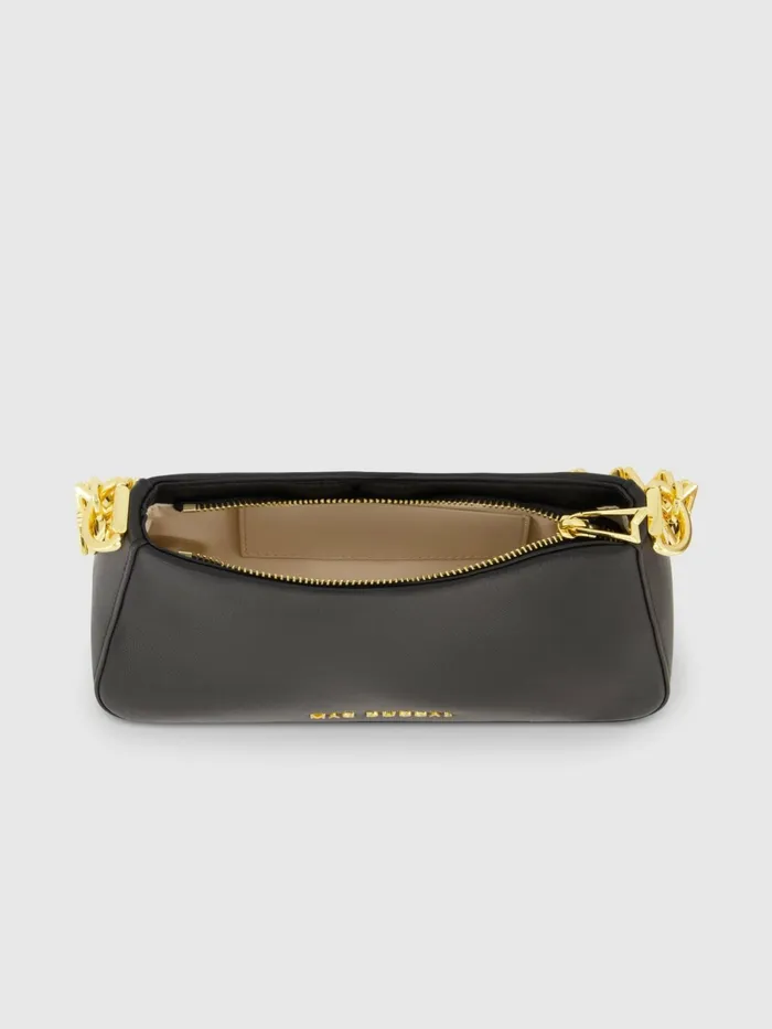 Gold Strap Small Black Nappa Leather Shoulder Bag 8211 FINAL SALE Black Shoulder Bags Mac Duggal Women