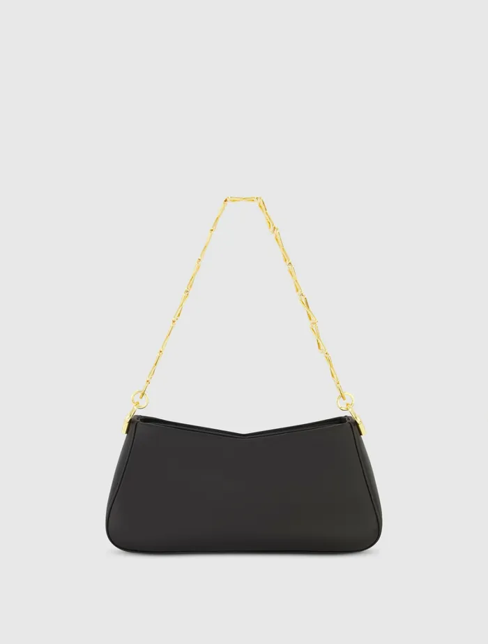 Gold Strap Small Black Nappa Leather Shoulder Bag 8211 FINAL SALE Black Shoulder Bags Mac Duggal Women
