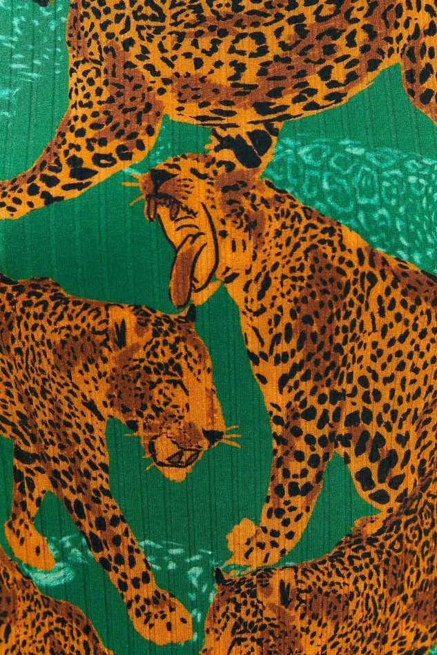 Green Artsy Leopards Organic Cotton Bodysuit Women Farm Rio Bodysuits