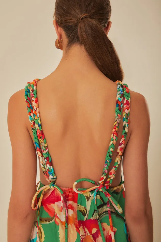 Green Tropicart Sleeveless Midi Dress Women Farm Rio Midi Dresses