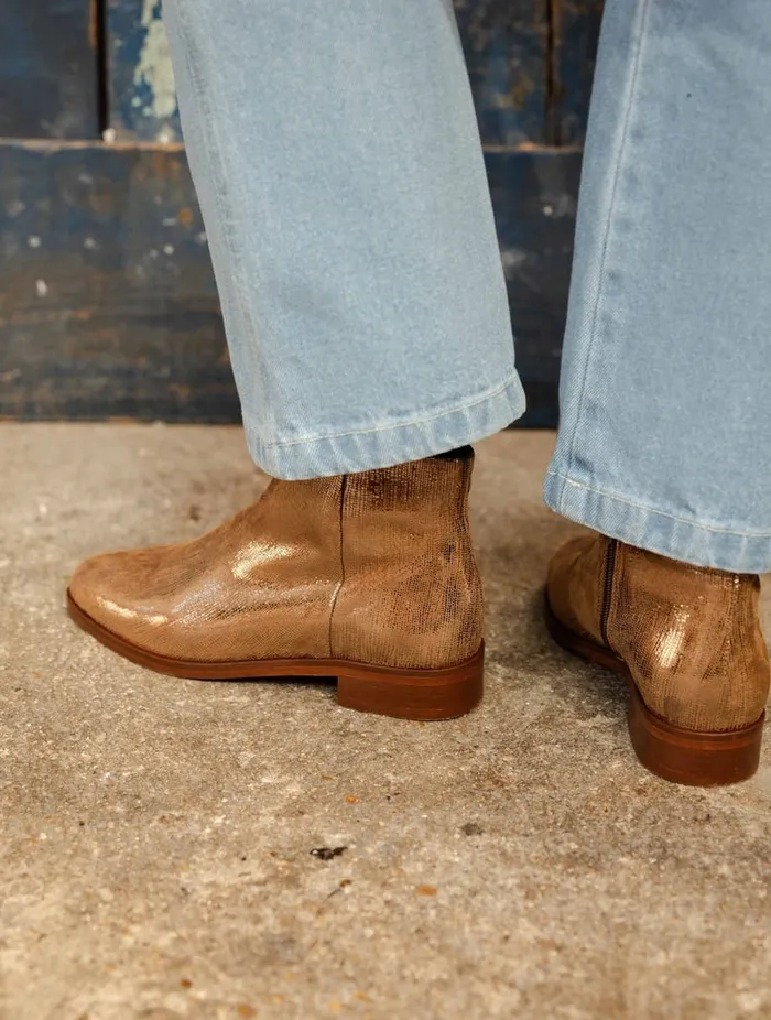 Hada Golden Women Bobbies Ankle Boots