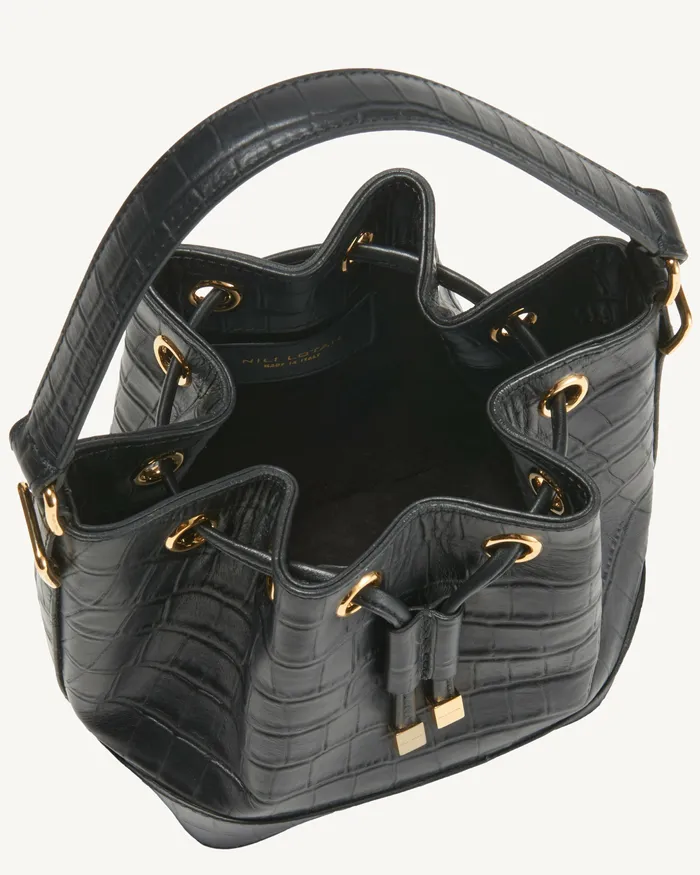 Handbags BRIGITTE MINI BUCKET BAG Black And Gold 8211 Nili Lotan Women
