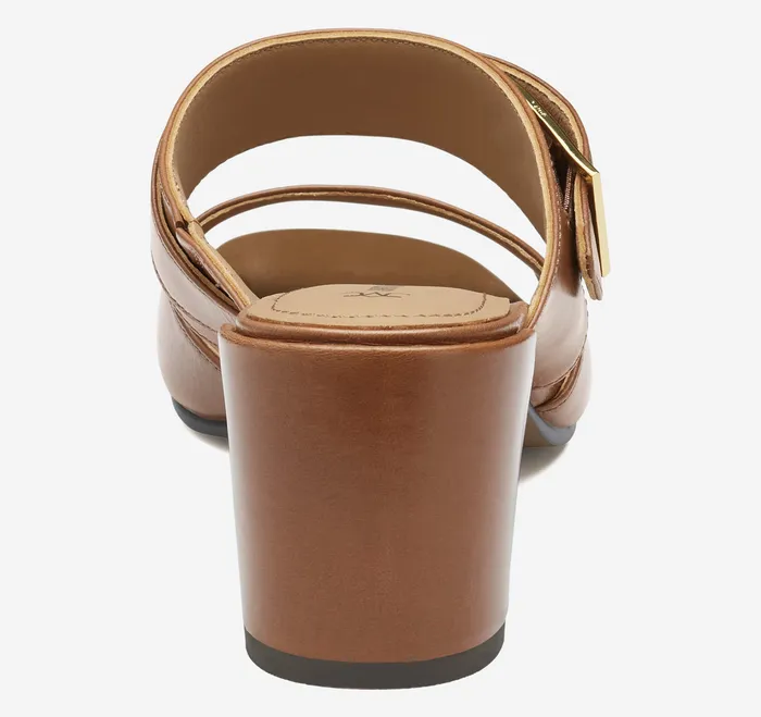 Heels and Platform Wedges Johnston and Murphy Women Everly Buckle Slide Cognac Calfskin