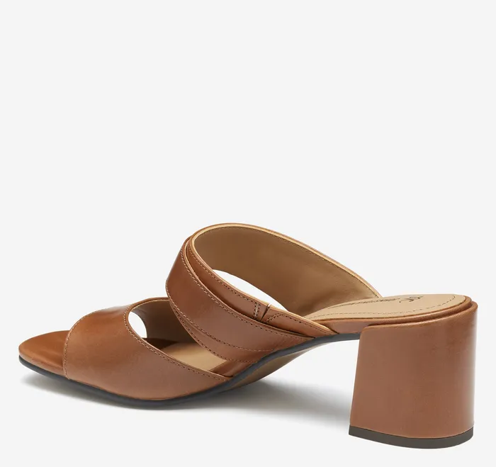 Heels and Platform Wedges Johnston and Murphy Women Everly Buckle Slide Cognac Calfskin