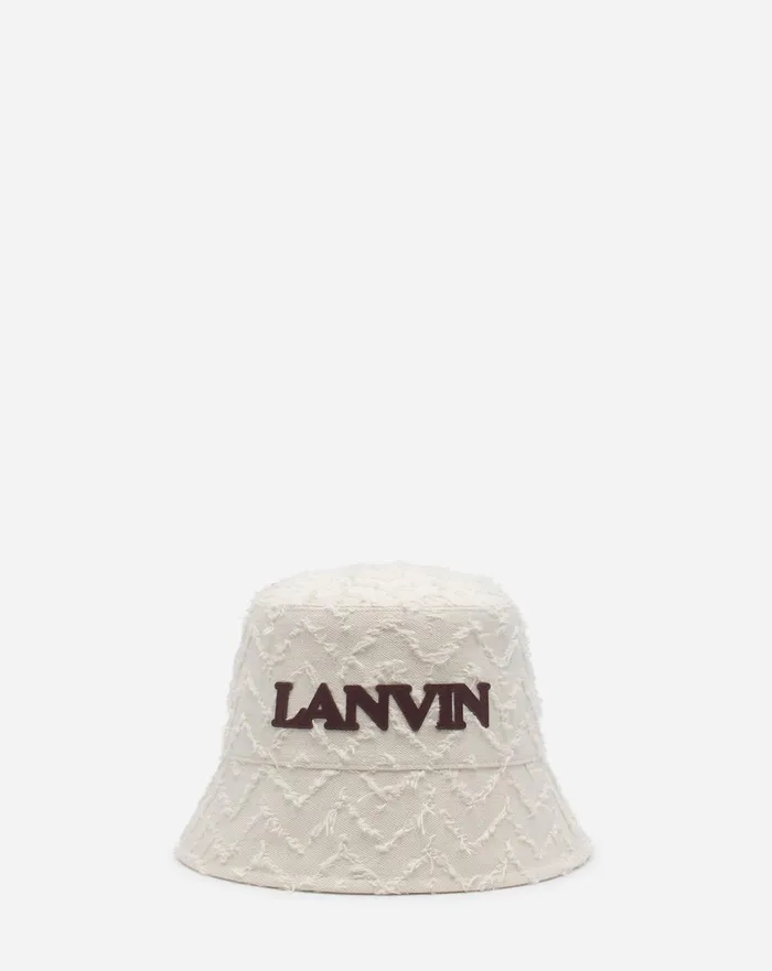 Herringbone Motif Lanvin Bucket Hat Light Beigeburgundy Men Lanvin Hats