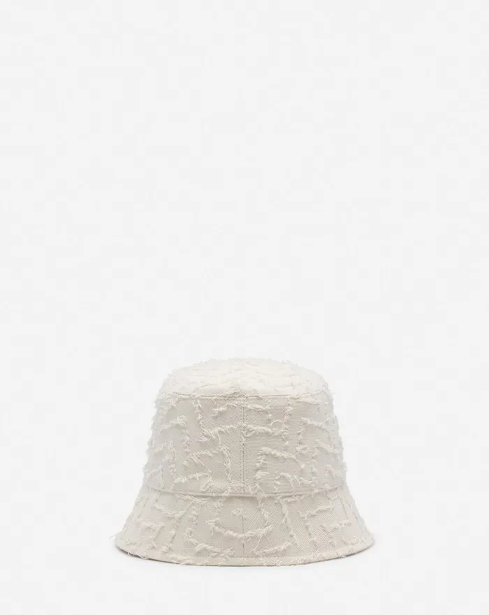 Herringbone Motif Lanvin Bucket Hat Light Beigeburgundy Men Lanvin Hats